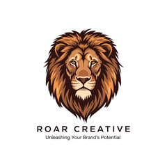 Majestic lion head logo design for creative brand identity and marketing.