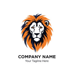 Majestic Lion Head Logo Design with Fiery Mane.