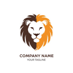 Lion Head Logo with Two-Tone Mane - A Symbol of Strength and Majesty.