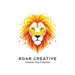 Majestic Lion Head Logo with Vibrant Mane.