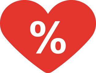 Discount Love and Sale Heart Icon