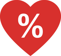 Heart Discount Icon – Sale Love Symbol for Marketing and Shopping