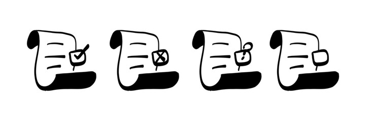 Hand-Drawn Document Icons in Filled Style