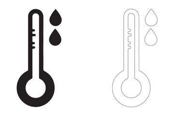 Thermometer with Dripping Water Drops Representing High Temperature and Heat Wave Black and White Illustration Graphic Resource