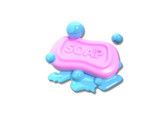 Pink Soap Bar with Bubbles

