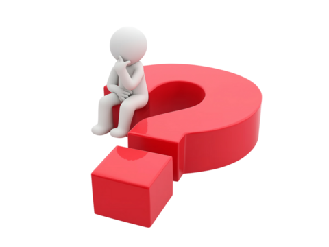 White figure on red question mark isolated on a transparent background
