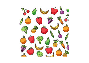 Fresh Fruits and Vegetables Pattern

