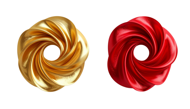 Two spiral swirl ribbon variations isolated on transparent background