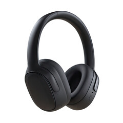 Isolated studio shot of over-ear wireless headphones against a black background. Sleek, modern design