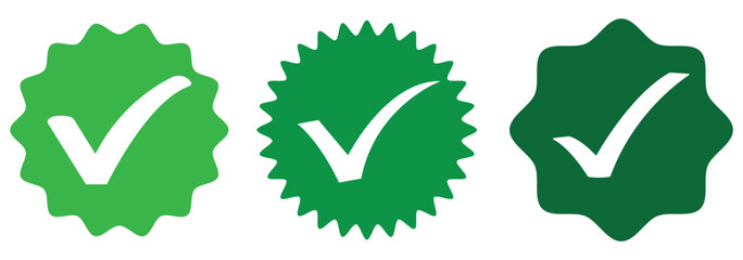 check box icon with correct, accept checkmark icons green tick box, check list circle frame. Goal achieved, Task completed, Approved tick icon.