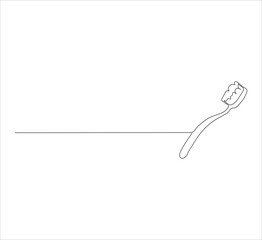 Continuous Line Drawing of Toothbrush – Minimalist One Line Dental Hygiene and Oral Care Illustration, Simple Editable Vector Outline Design for Health Concept