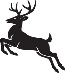 Leaping deer silhouette isolated on white background