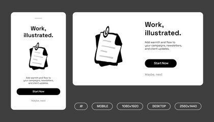 Hand-Drawn Document Illustration for UI Display