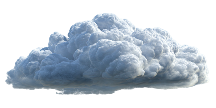 A fluffy, realistic cloud in a semi-realistic style floats against a black background