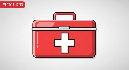 Obraz premium First aid kit medical equipment for emergency, health care, and treatment in a flat vector design