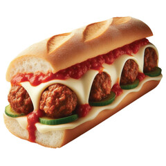 Meatball Sub Sandwich With Melted Cheese And Marinara