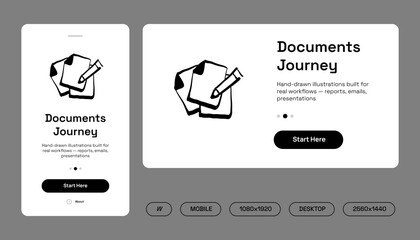 Hand-Drawn Document Icons &mdash; Hero Interface Layouts