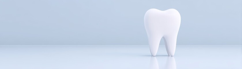 White Tooth Model on a Clean Surface with Soft Light in a Minimalist Dental Environment for Health and Hygiene Concepts