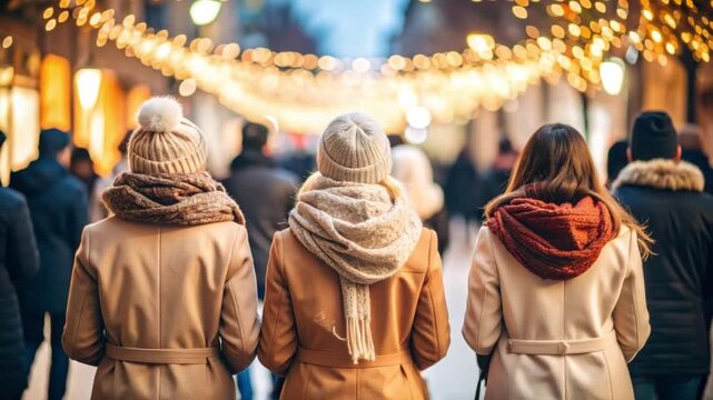 Friends Enjoying Street Food Festival at Night Market
