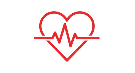 Red heart with heartbeat line for medical and healthcare concept, vector illustration with minimalist design