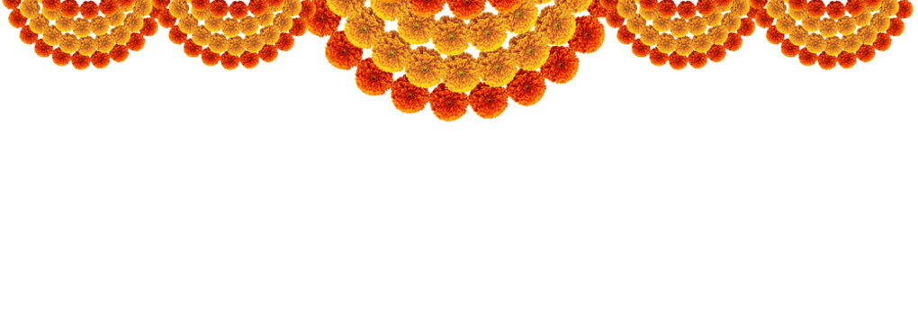 Marigold flowers round decorative hanging element