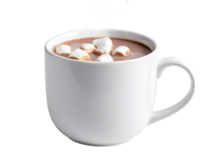 Steaming Chocolate Delight: A steaming mug of rich, decadent hot chocolate, adorned with fluffy marshmallows, creating a scene of warmth and comfort.