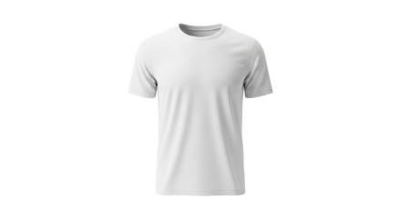 Plain white tshirt, short sleeve, crew neck, isolated on transparent background