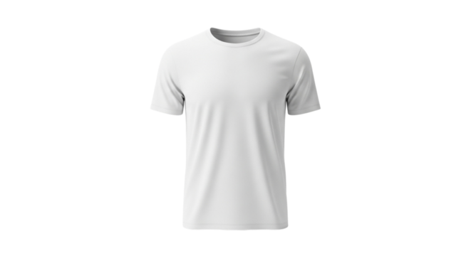 Plain white tshirt, short sleeve, crew neck, isolated on transparent background