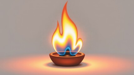 A mesmerizing flame dances gracefully atop a small bowl, casting a warm glow