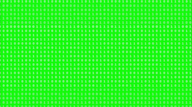 Clean High Tech Green Screen Animation of Structured Grid of White Binary Code Scrolling Downward with Synchronized Wave Like Digit Updates Creating Mesmerizing Methodical Visual of Data Processing