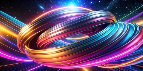 Colorful Twisted Lines Light Effect – Abstract Glowing Neon Background, Digital Art