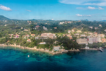 Aerial view of Corfu island, Greece.