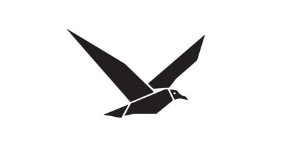 Obraz premium Striking geometric bird soars across the sky offering freedom and inspiration, perfect for modern logos, abstract designs, and minimalist branding projects in black and white