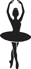 Silhouette of elegant ballerina in graceful pose performing ballet dance with arms upstretched and tutu skirt capturing artistic movement vector