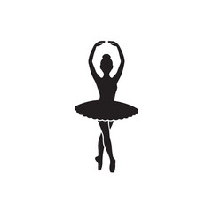 Elegant silhouette of a ballet dancer in graceful pose performing classic arabesque pirouette movement on isolated vector