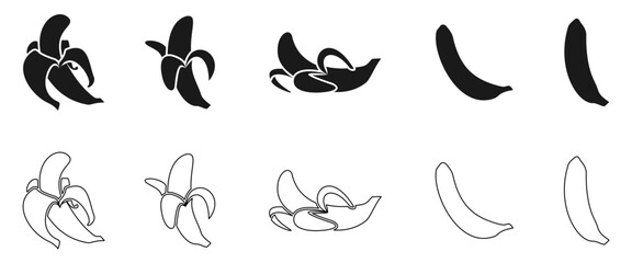 banana icon set vector illustration isolated on white background.
