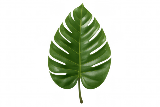 Monstera deliciosa leaf highlighting tropical nature and botany with a unique split-leaf pattern, isolated