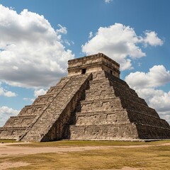 Ancient stone pyramid stands majestically under a vast, cloudless sky, showcasing the enduring legacy of an enigmatic civilization ,pyramid ,mysterious ,Egypt
