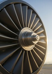 Blades of a powerful turbine blur with incredible speed, symbolizing rapid energy production and advanced industrial technology ,innovation ,efficiency ,velocity