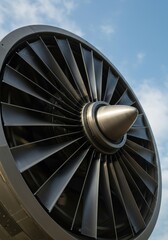 Blades of a powerful turbine blur with incredible speed, symbolizing rapid energy production and advanced industrial technology ,turning ,environment ,sustainable