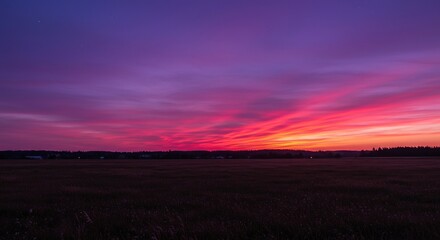 Expansive landscape bathed in the ethereal glow of a mesmerizing purple and pink twilight sky, evoking a sense of wonder and tranquility ,mystical ,view ,abstract