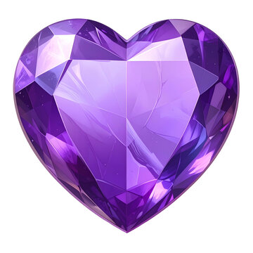 A gem-like, faceted heart shape with varying purple hues, isolated against black
