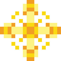 Pixel art star icon. Bitmap element. Y2k retro sparks and glitter decoration. Yellow magic geometric twinkle. Shiny abstract illustration