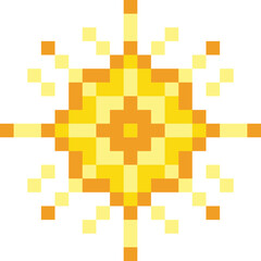 Pixel art star icon. Bitmap element. Y2k retro sparks and glitter decoration. Yellow magic geometric twinkle. Shiny abstract illustration