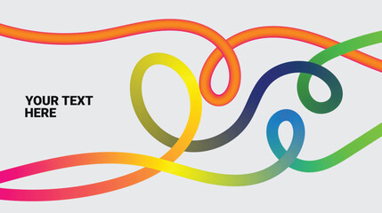 Abstract colorful wavy lines forming a dynamic interconnected pattern on a neutral background with space for text