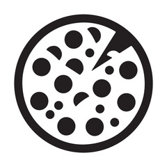 Black and White Pizza Icon with Slice Missing for Restaurants and Food Delivery Concepts Perfect for Digital Marketing Campaigns