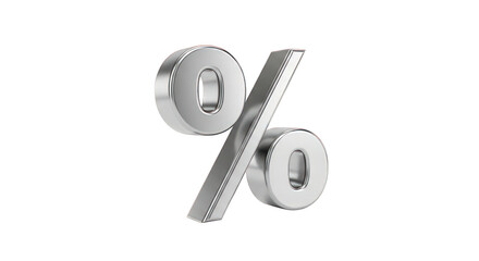 Silver percentage sign on transparent background isolated on transparent background