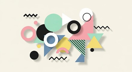 Obraz premium Retro Abstract Geometric Shapes Colorful Design Background
