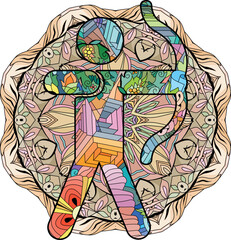 Archer Sagittarius icon. Abstract hand drawing on mandala.