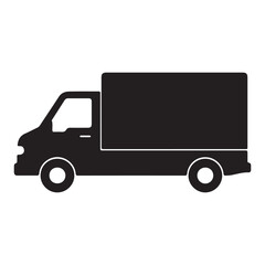 Delivery Truck Silhouette on White Background for Logistics and Transportation Themes Ideal for Commercial Applications and Business Presentations
